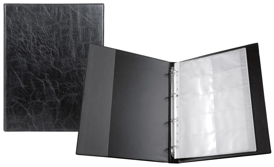 Візитниця на 200 візиток Xepter, А4, на кільцях, з алфавіт. розділювачами, вініл, чорн. Axent - фото 1