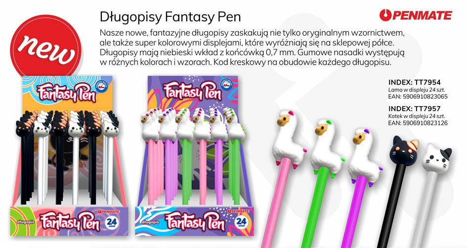 Дисплей ручка кулькова з силіконовою насадкою FANTAZYJNY АЛЬПАКА, стрижень син., 24шт. Penmate - фото 2
