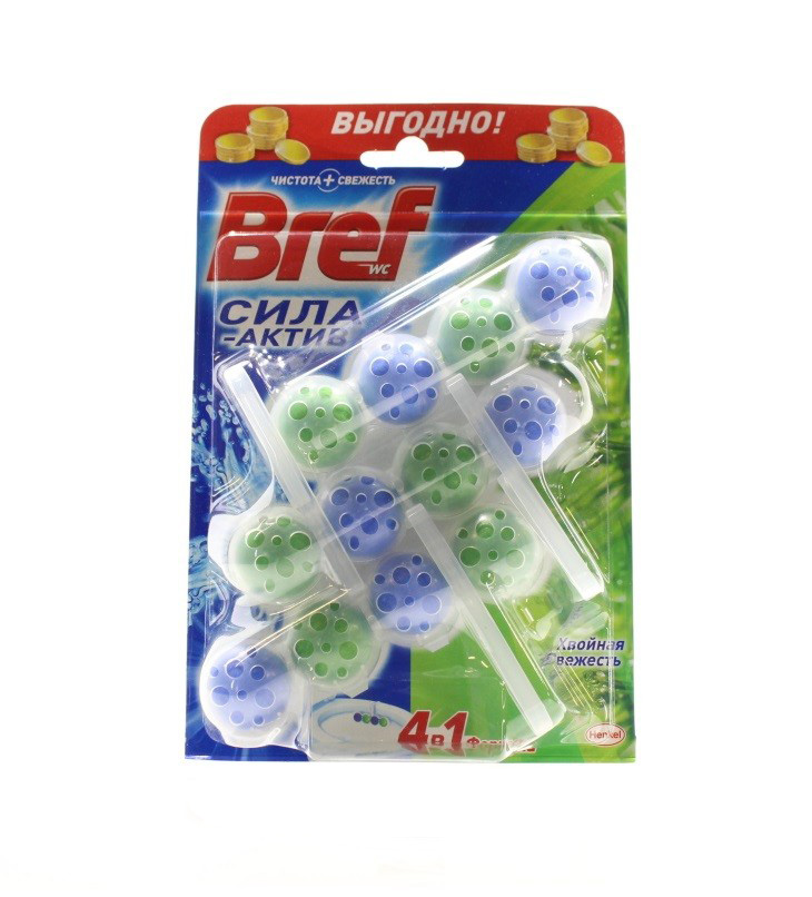Туалетный блок для унитаза Сила Актив Хвойная свежесть, 3шт./уп. BREF - фото 3