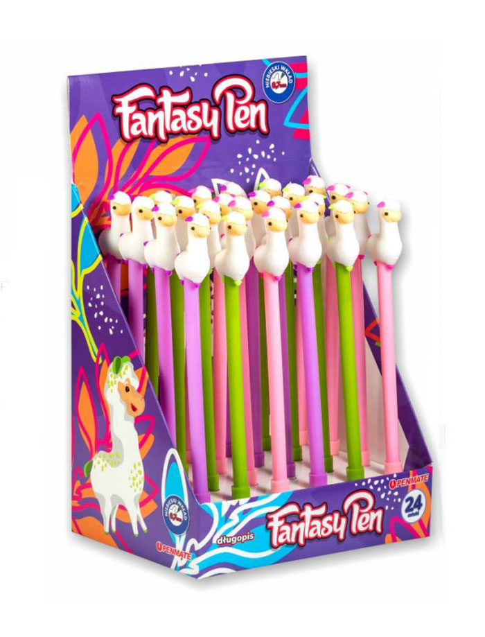 Дисплей ручка кулькова з силіконовою насадкою FANTAZYJNY АЛЬПАКА, стрижень син., 24шт. Penmate - фото 3