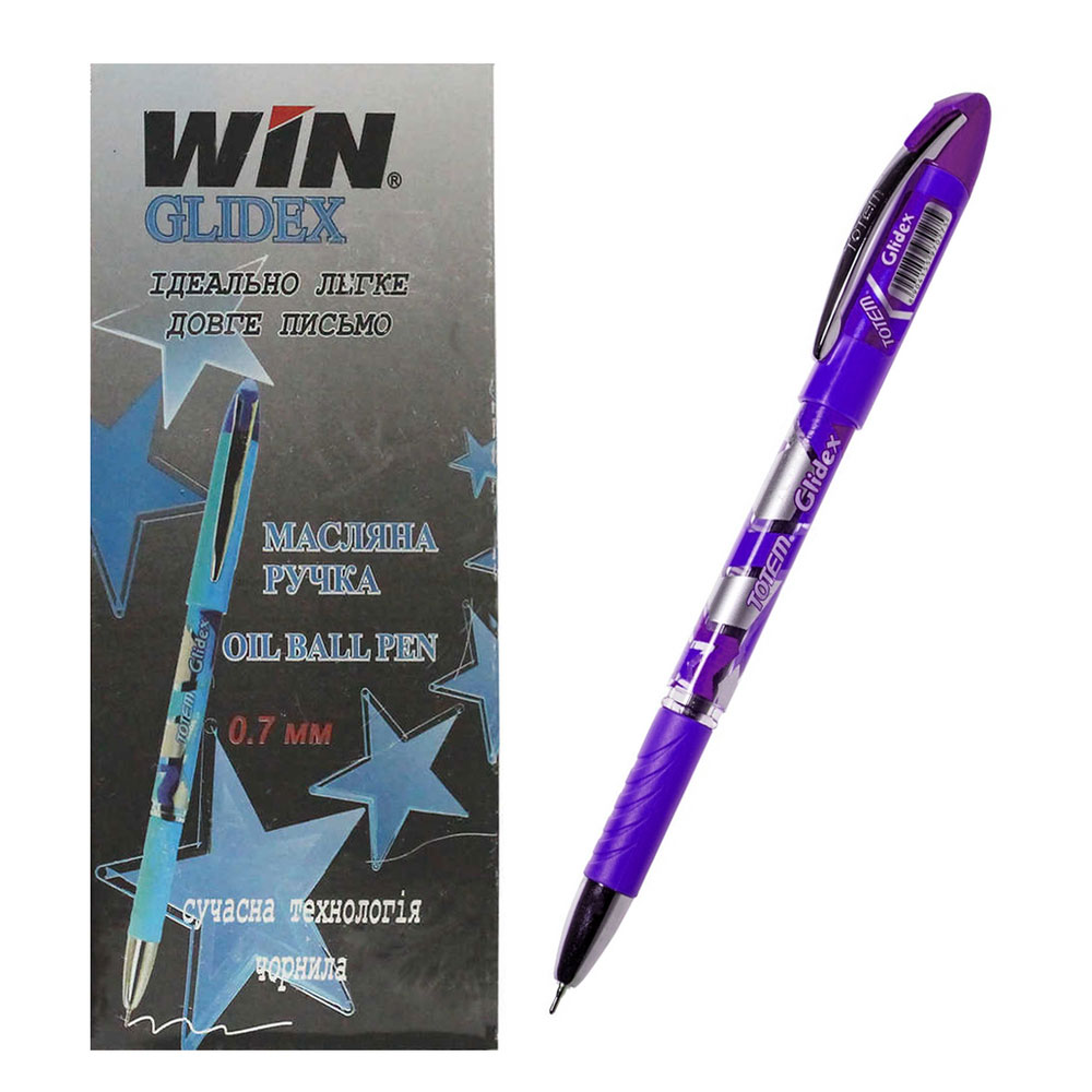 Ручка масляна GLIDEX 0,7мм., корпус фіолет., ст. фіолет. WIN - фото 2