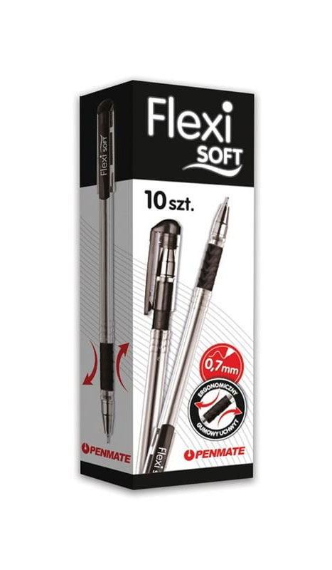 Ручка кулькова Flexi Soft, 0,7мм., масляна, корпус прозорий з гріпом., стержень чорн. Penmate - фото 3