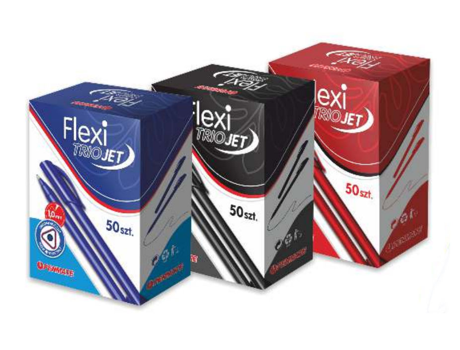 Ручка шариковая Flexi Trio Jet, треуголный пластиковый корпус цвета чернил, черн. Penmate - фото 3