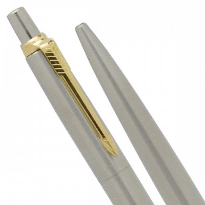 Ручка шариковая Jotter Stainless Steel GT, сталь, зажим позолота Parker - фото 1