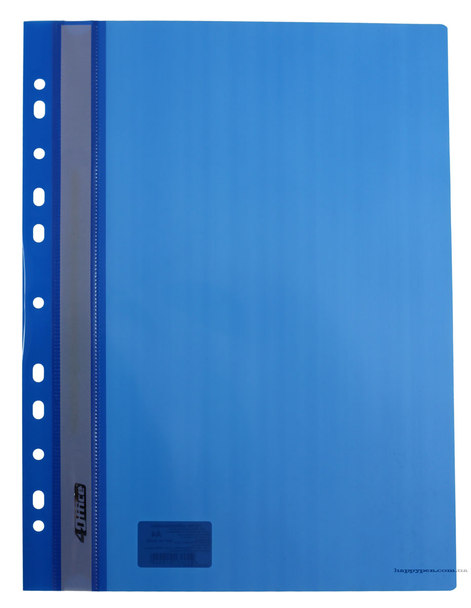 Скоросшиватель с прозрачным верхом и европерфорацией, А4, син. 4Office - фото 1