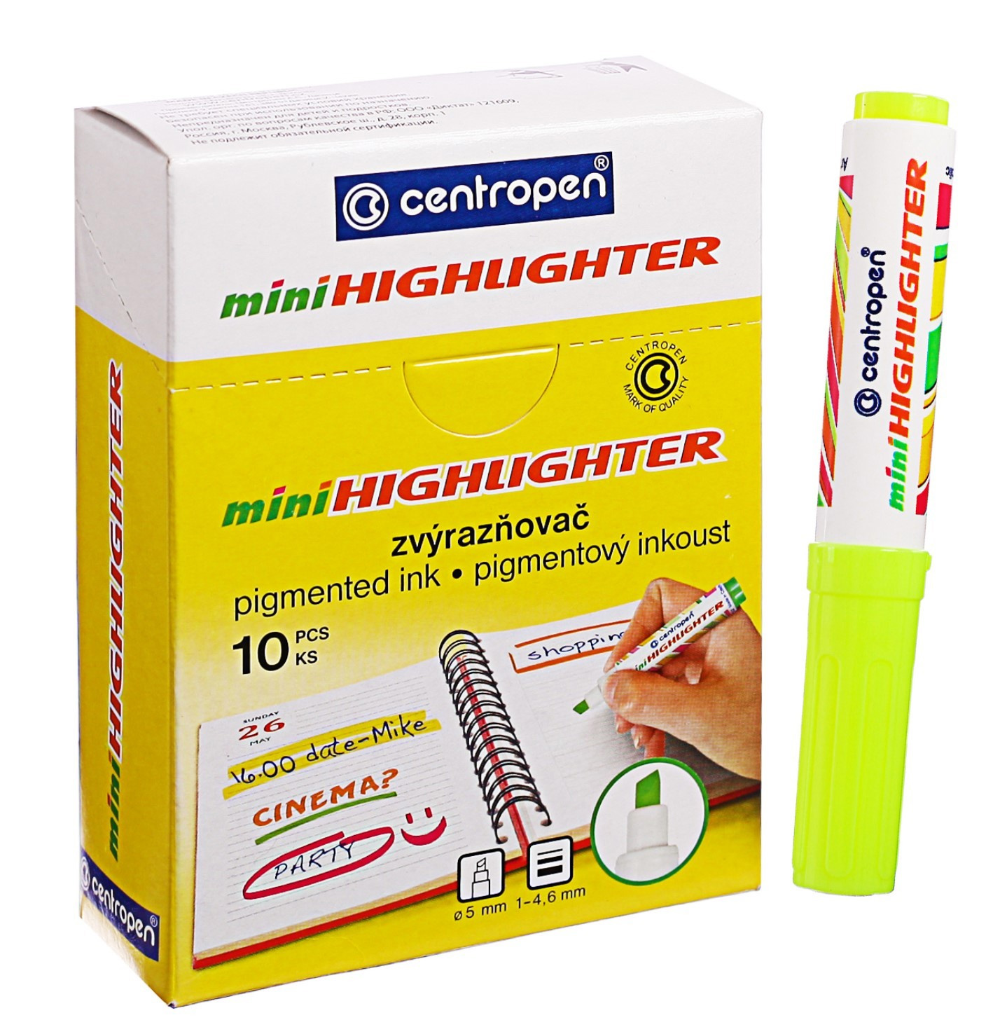 Маркер текстовий Fax 8052, клиноподібний накінечник 1-4,6мм, жовт. Centropen - фото 2