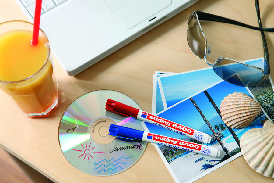 Маркер для CD/DVD/BD 8400, круглий наконечник 1мм., зелен. Edding - фото 1