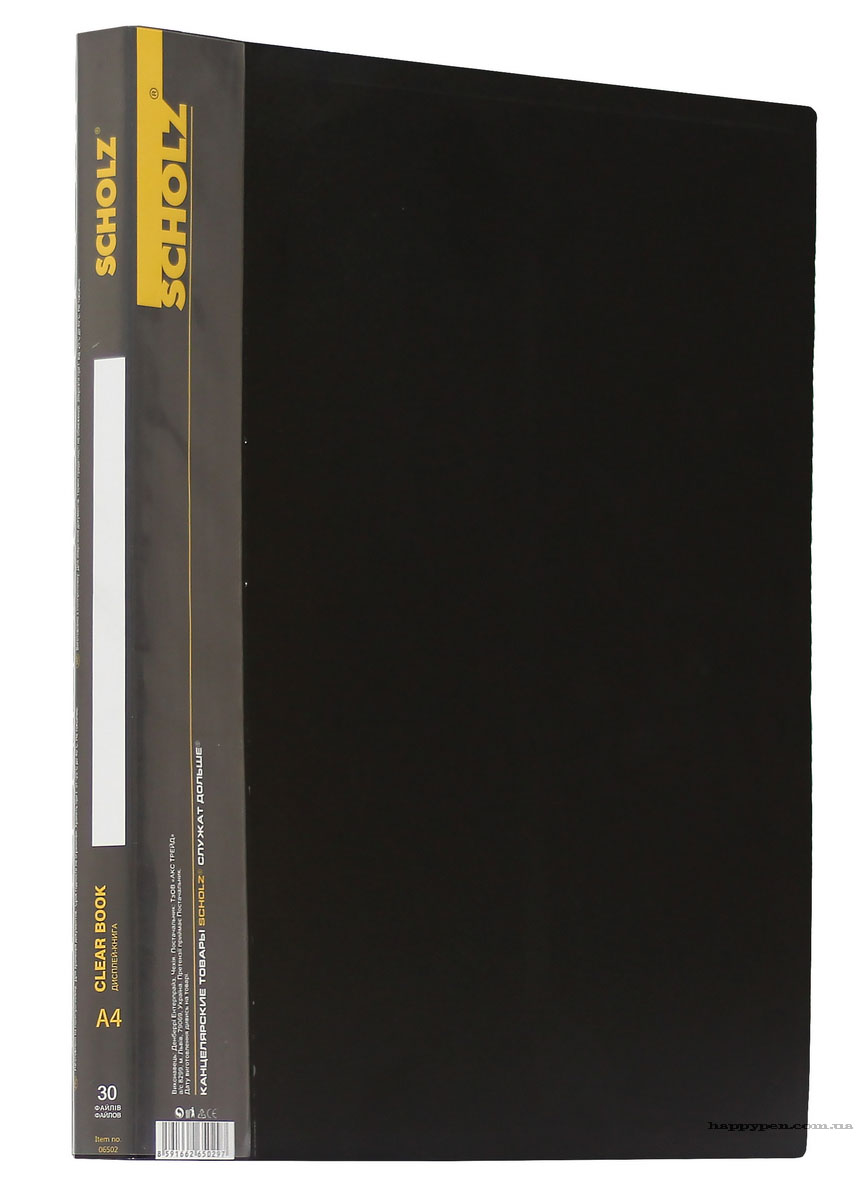 Папка на 30 файлов, пластик толщина 600мкм., черн. Scholz - фото 1