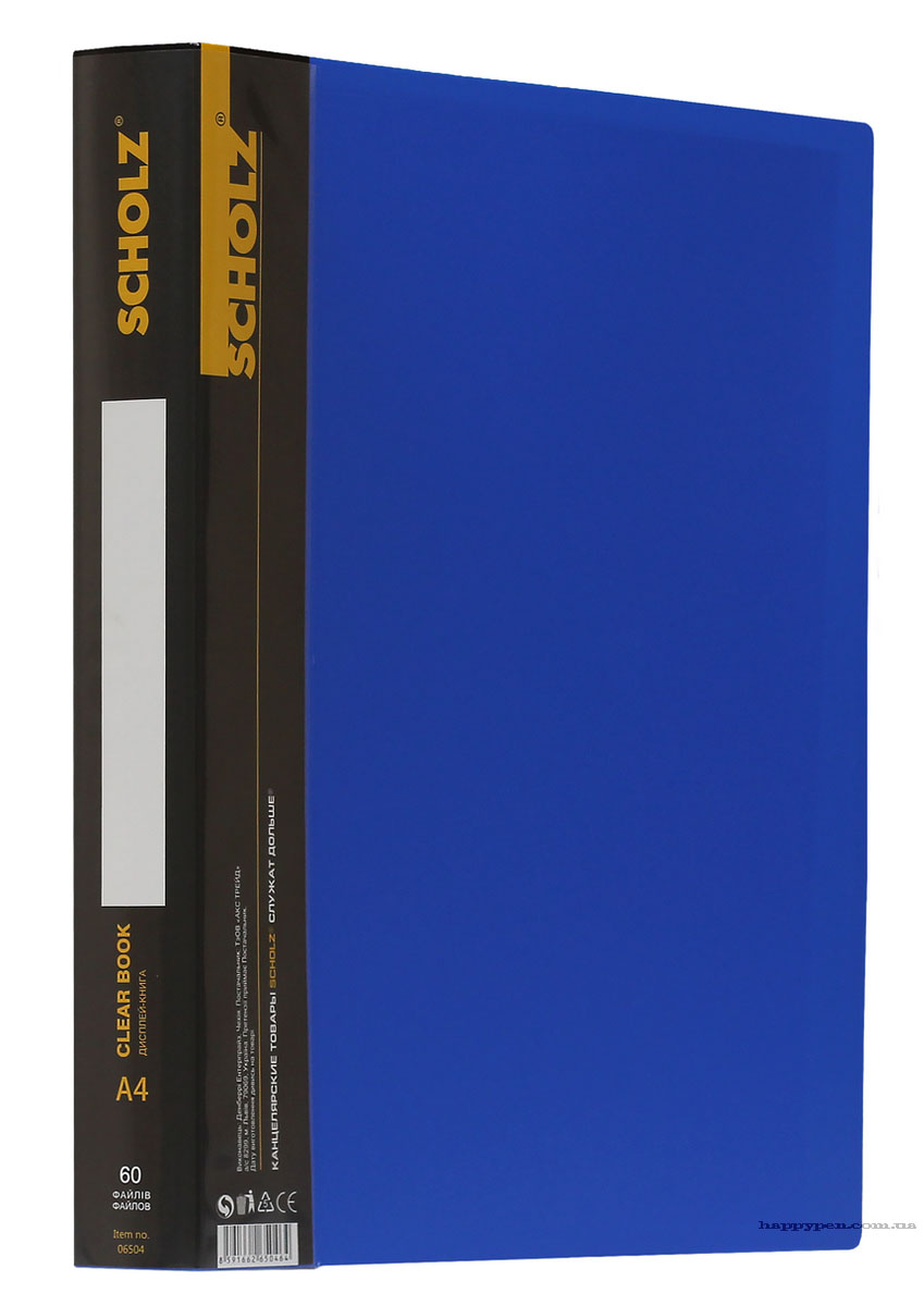 Папка на 60 файлов, пластик, толщина 800мкм., син. Scholz - фото 1