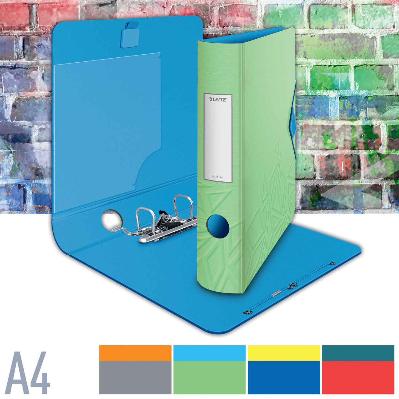 Реєстратор 6.5см. А4 (PP) Active Urban Chic 180°, зелен. LEITZ - фото 1