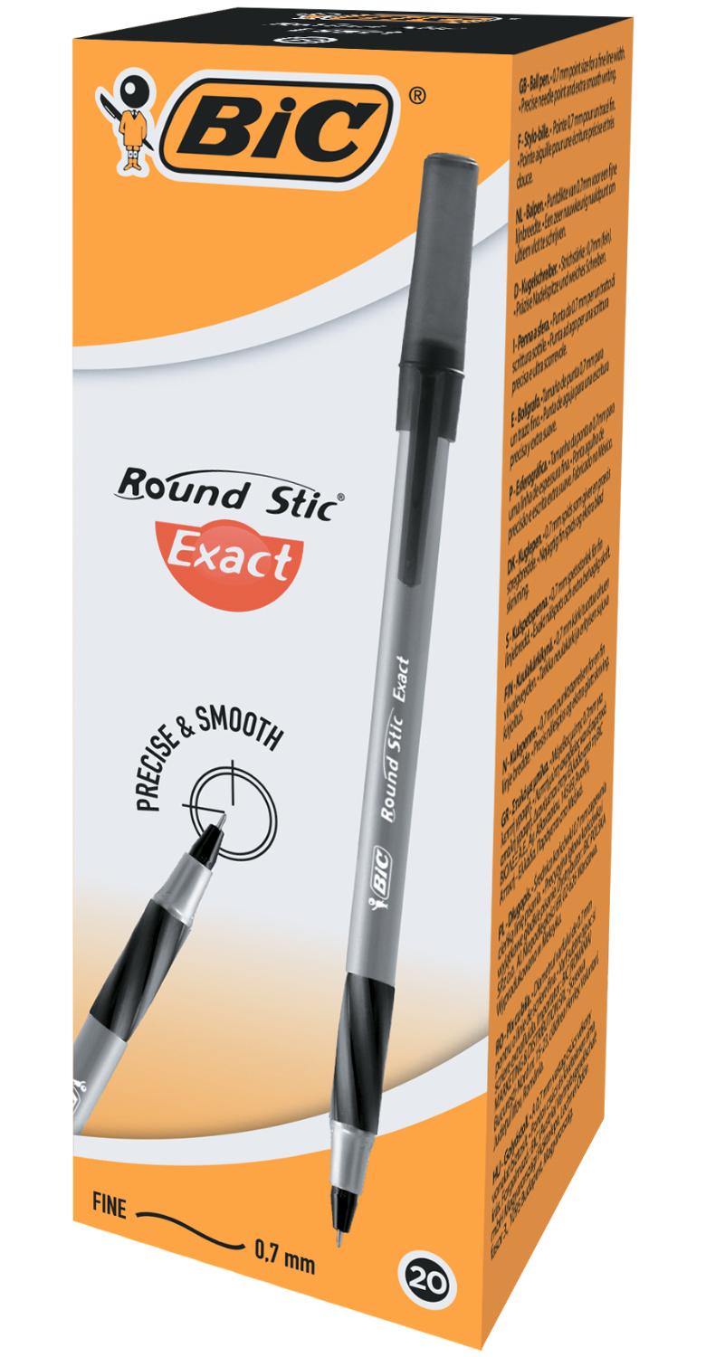 Ручка шариковая Round Stic Exact, корпус сер., стержень черн. Bic - фото 1