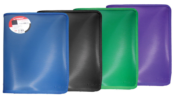 Папка на блискавці, А4, 30мм., напівпрозора, рифлена, асорті NORMA - фото 1