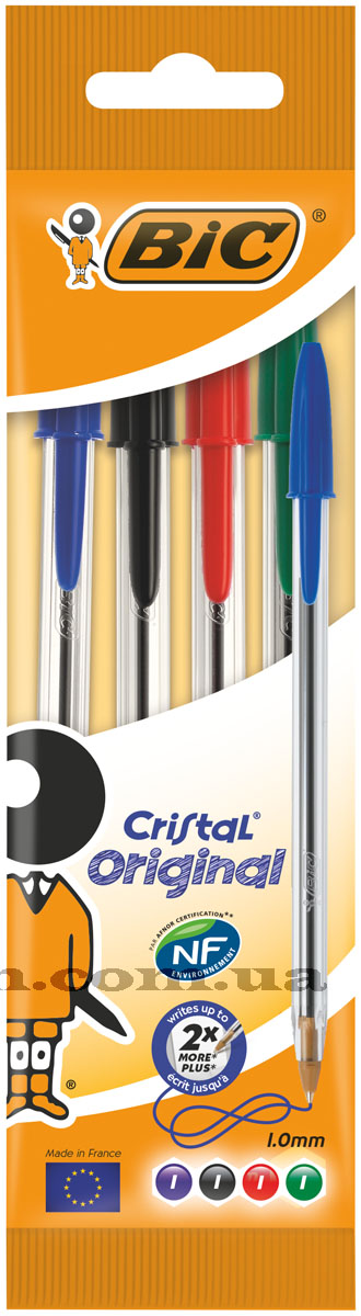 Ручка шариковая Cristal, набор 4шт./уп. Bic - фото 3