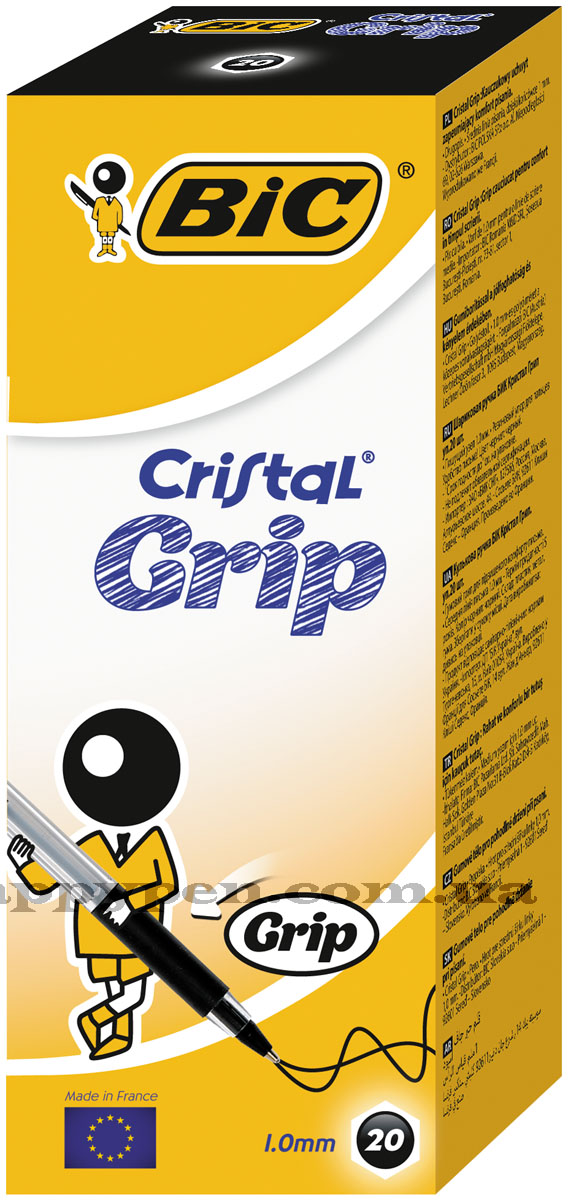 Ручка кулькова CRISTAL Grip, корпус прозор., ст. чорн. Bic - фото 3