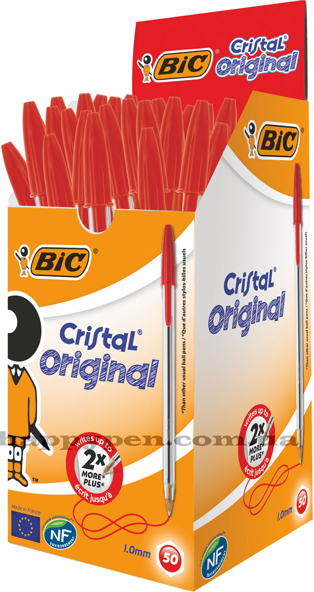 Ручка шариковая Cristal, корпус прозр., стержень красн. Bic - фото 2