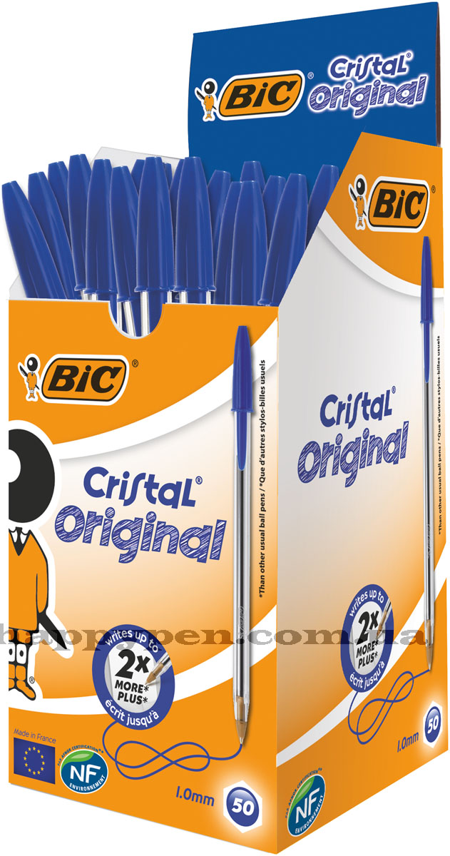 Ручка шариковая Cristal, корпус прозр., стержень син. Bic - фото 2