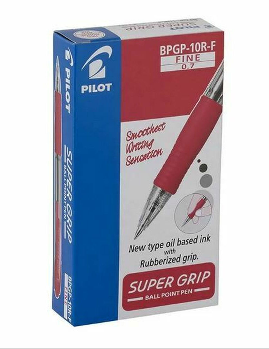 Ручка шариковая автом. Super Grip 0,7мм., корпус прозр., ст. красн. Pilot - фото 4