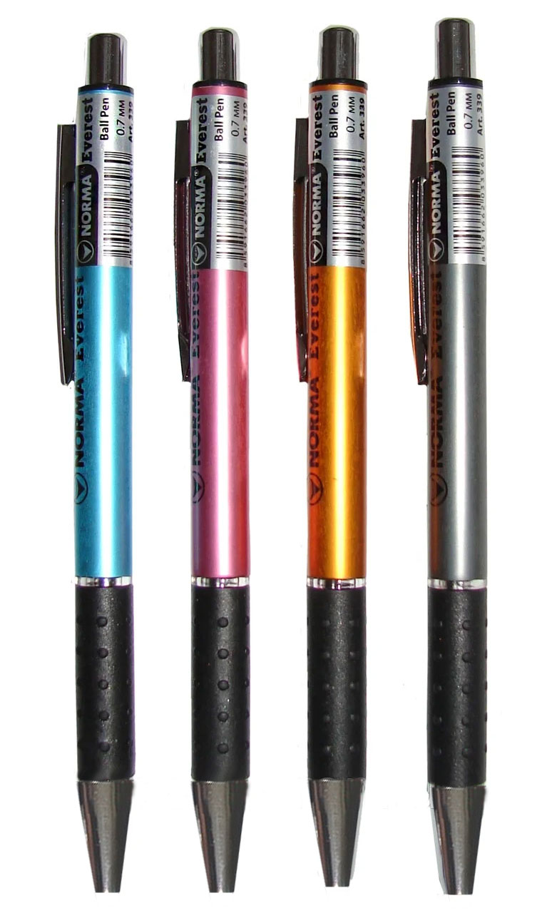 Ручка кулькова автоматична Everest корпус метал. асорт., ст. син., асорті NORMA - фото 1