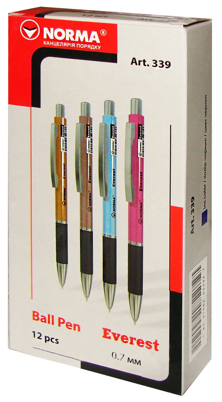 Ручка кулькова автоматична Everest корпус метал. асорт., ст. син., асорті NORMA - фото 2