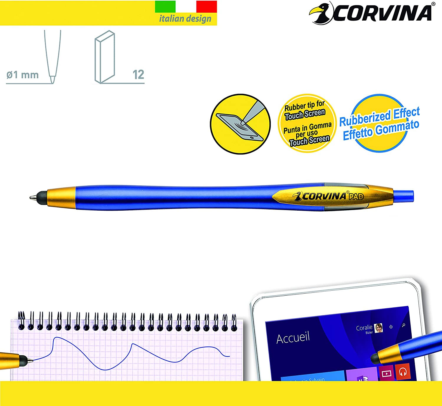 Ручка кулькова автом. Pad 1,0мм., корпус син., ст. син. Corvina - фото 2