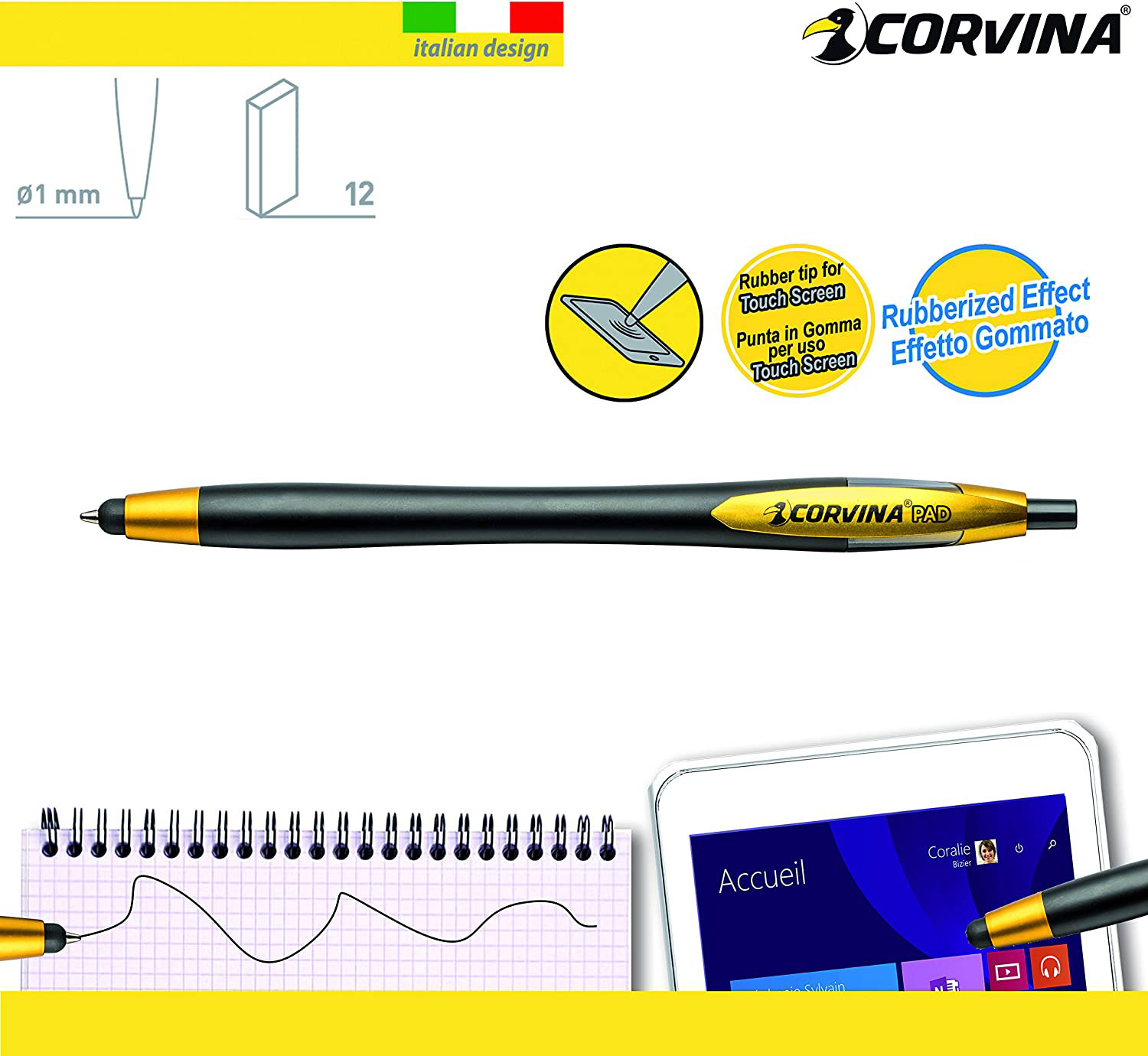 Ручка шариковая автоматическая Pad 1,0мм., корпус черн., ст. черн. Corvina - фото 3