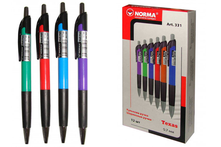 Ручка кулькова автоматична Texas, корпус асорт., ст. син. NORMA - фото 1