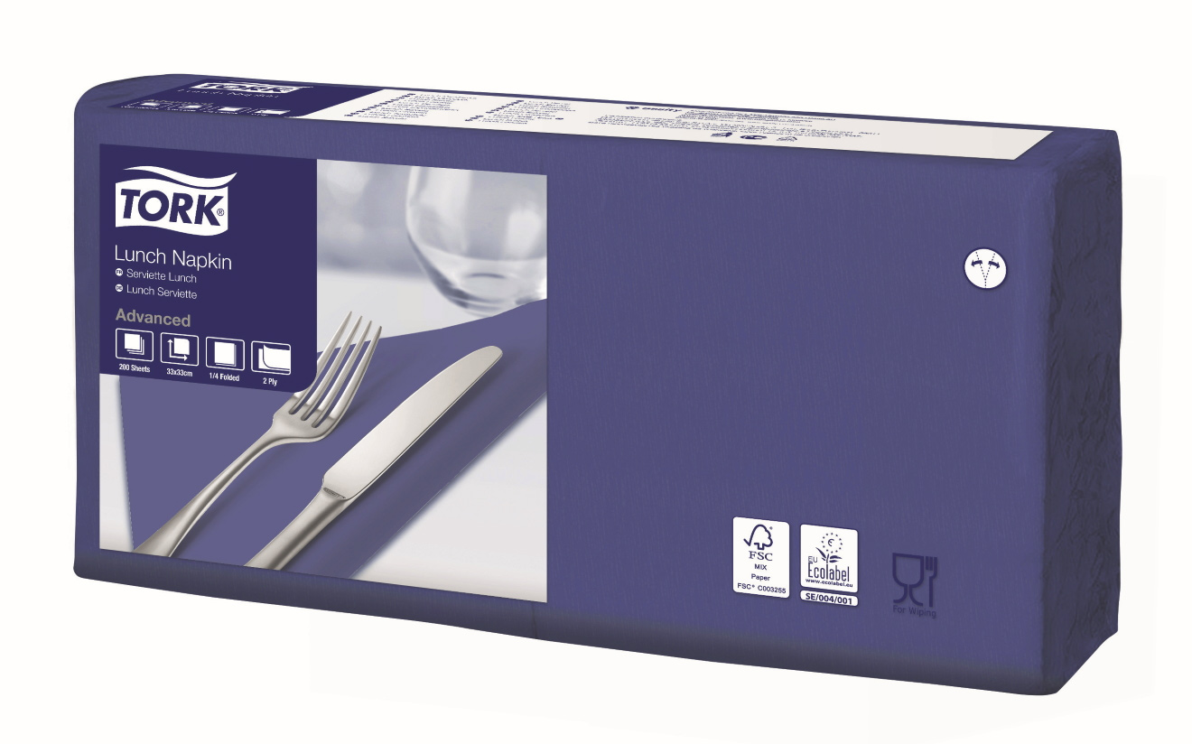 Салфетки 33*33см. Tork Advanced 2-х слойная, 200шт./уп., син. Tork - фото 4