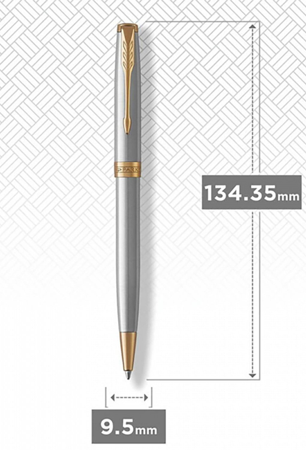 Ручка шариковая Sonnet Stainless SteelGT, сталь, отделка позолота 14К Parker - фото 2