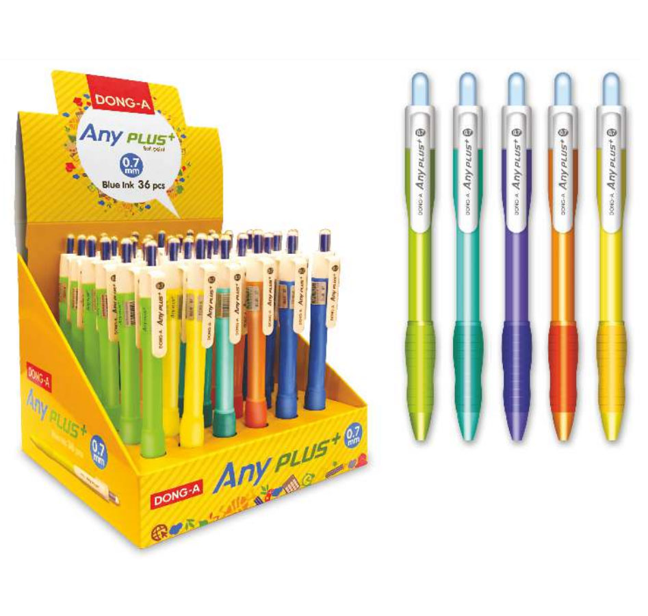 Ручка кулькова автоматична Any plus+ 0,7мм., стержень син., корпус салат. Dong-A - фото 2