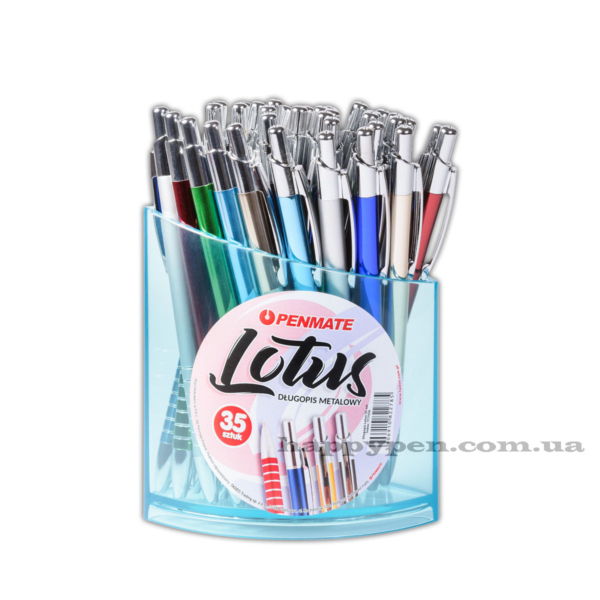 Ручка шариковая автоматическая Lotus, корпус ассорти, стержень син., дисплей 35шт. Penmate - фото 2