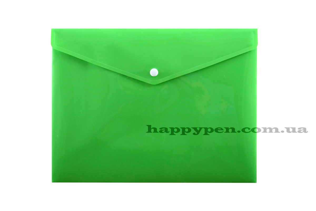 Папка-конверт на кнопці з розширенням А4 (330*260мм), PP-116, товщина 180мкм., зелен. Penmate - фото 1