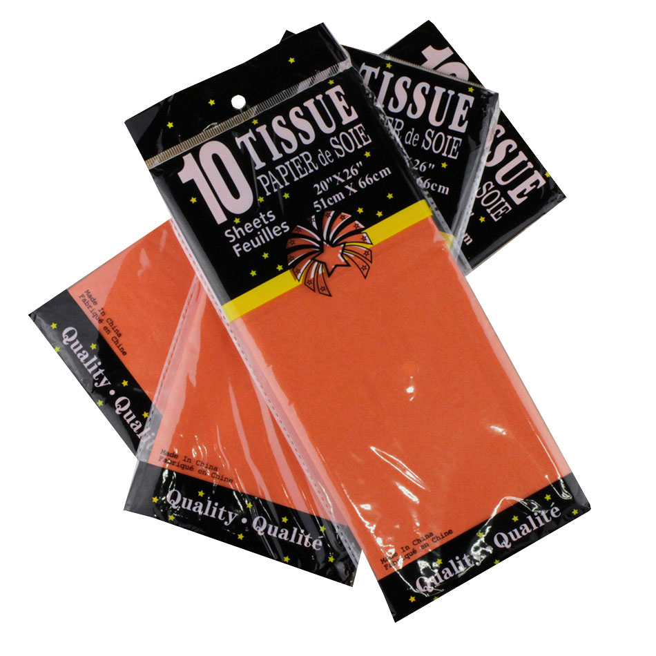 Бумага цветная Тишью, 10л., 50*66см,, оранж. WB - фото 2