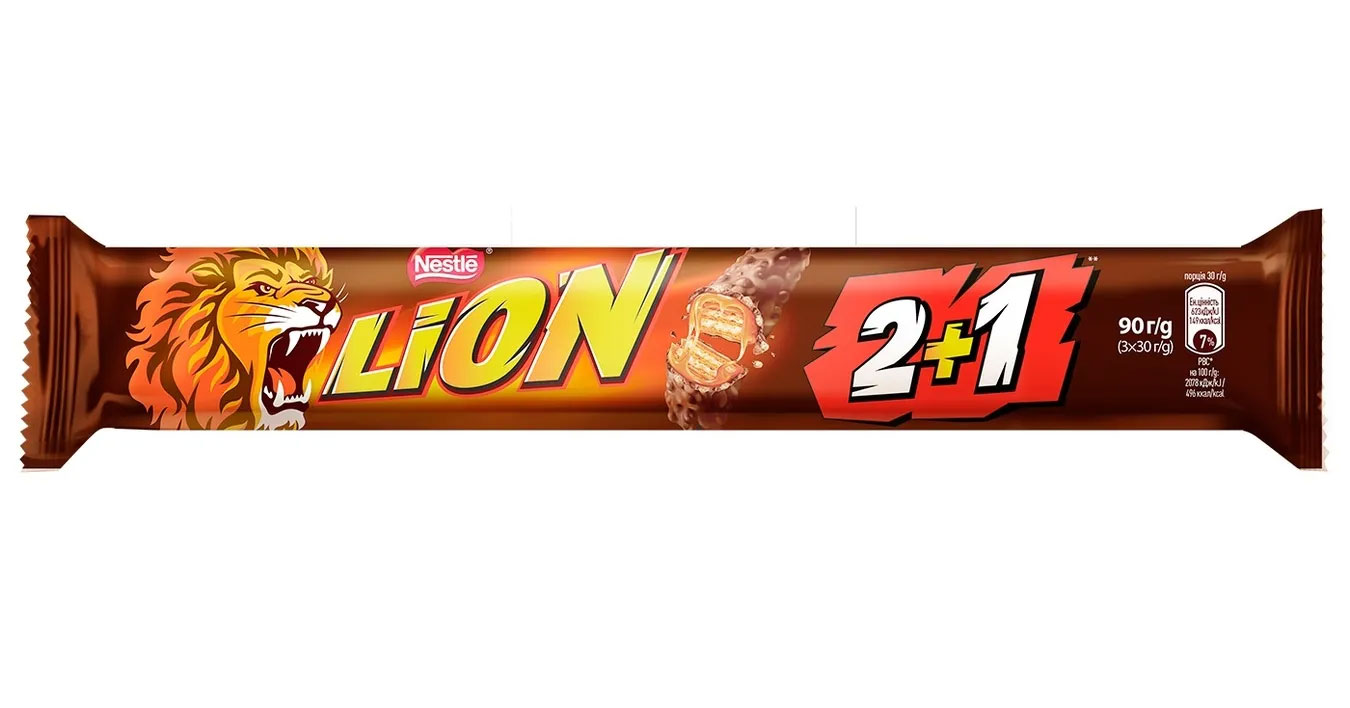 Купить Батончик шоколадный Lion, 90г. 2+1 Nestle в магазине HappyPen.
