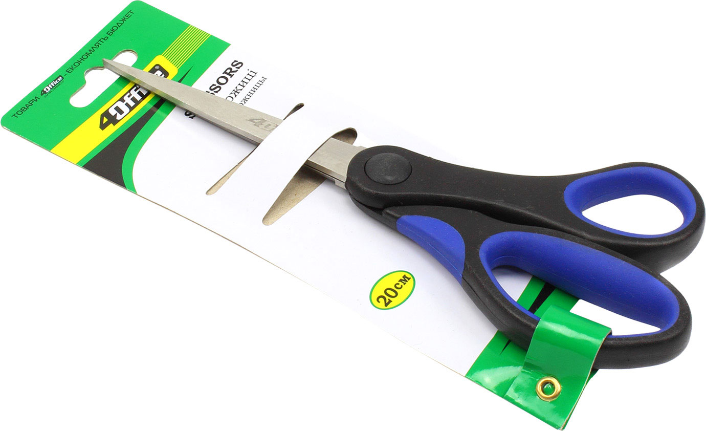 Ножиці 20см. з гумовиви вставками 4Office - фото 1