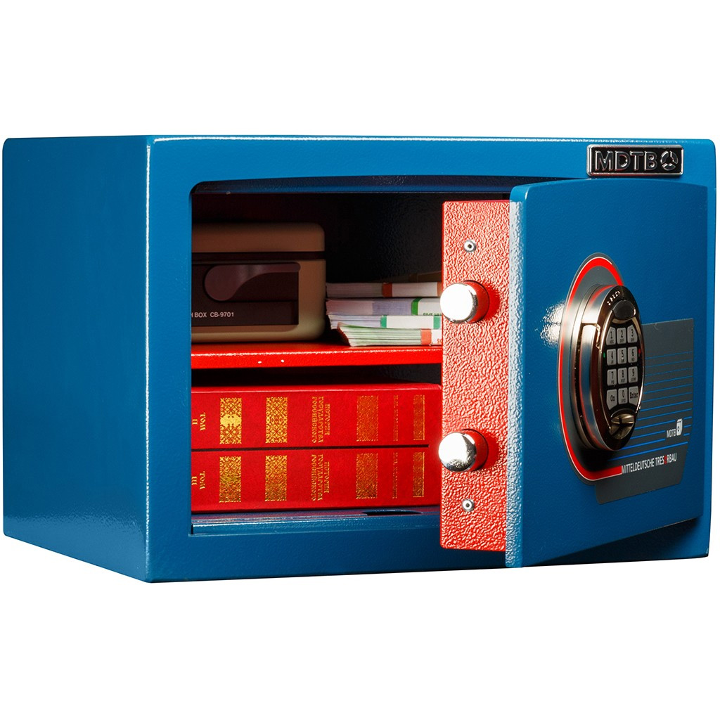 Сейф взломостойкий (350*440*380мм.) электронный кодовый замок, 1 полка, 1 класс, MDTB EK-35.E, син MDTB - фото 3