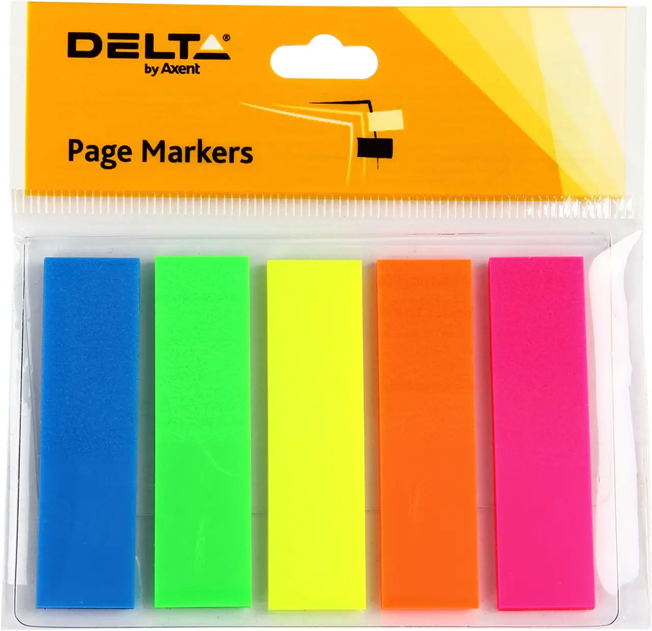 Закладки пластикові 12х45мм., 125шт., 5 кольорів по 25 арк., неон Axent Delta - фото 2