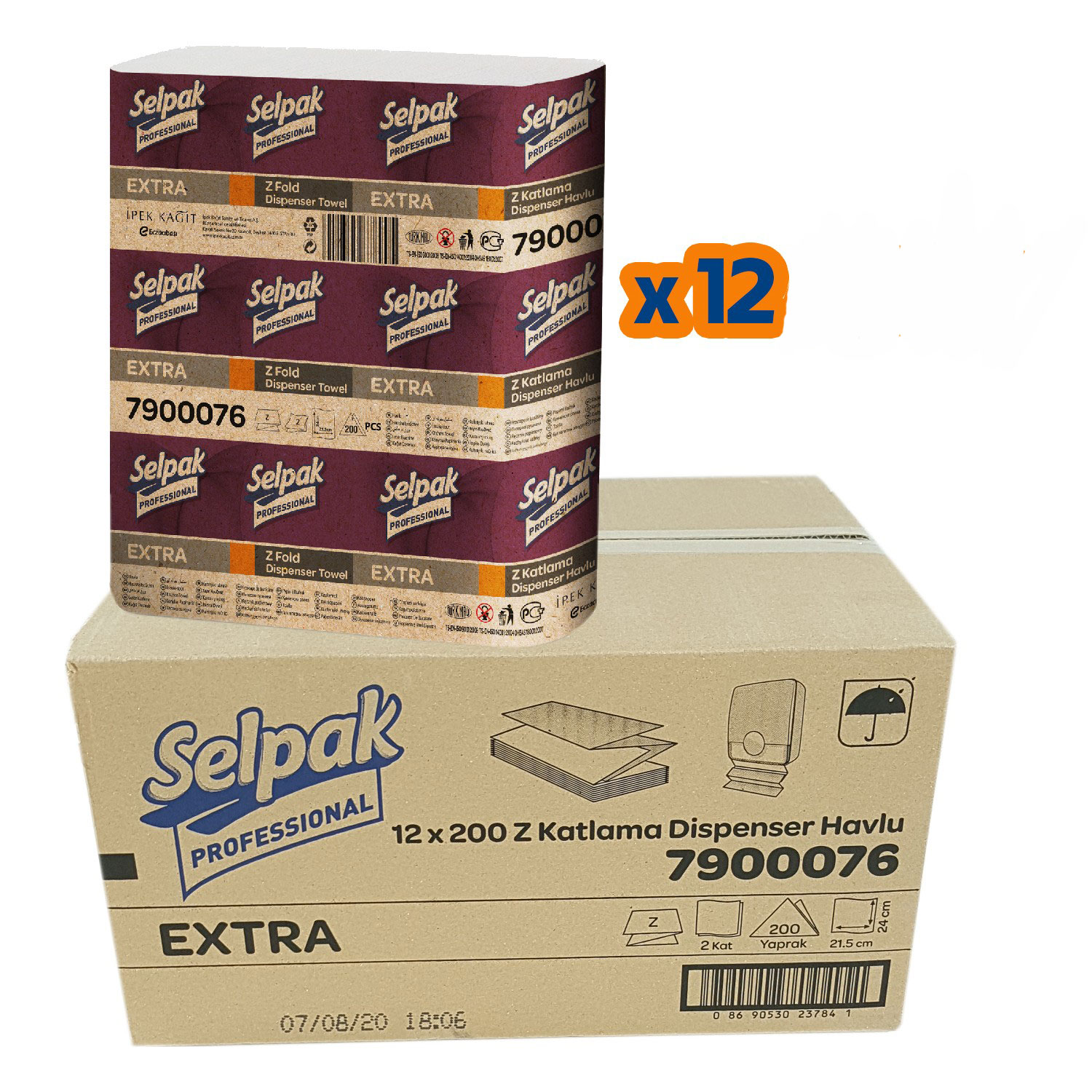 Полотенца листовые Z-складка 2-сл., целлюлоза, 200 лист.(21*22,5см.) Extra, бел. Selpak - фото 1