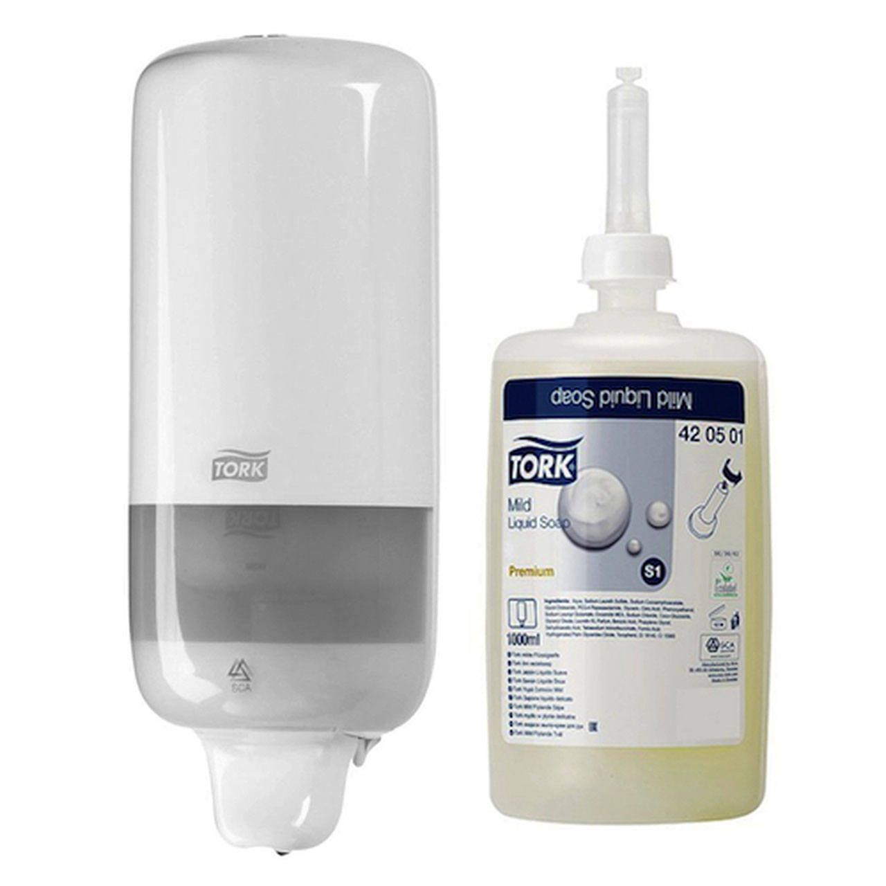 Диспенсер для жидкого мыла Макси 1000 порций, 1л, пластик, (S1), бел. Tork - фото 4