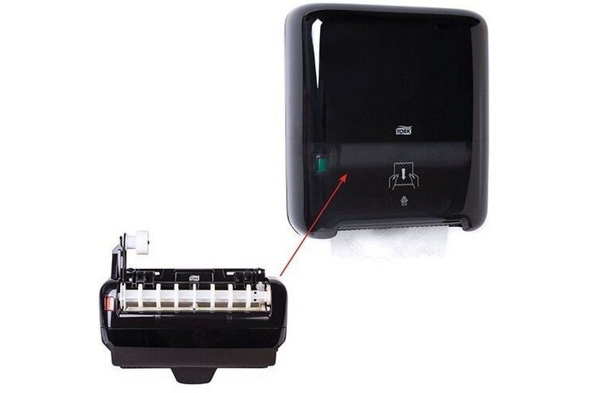 Диспенсер для полотенец в рулонах, ударопрочный Elevation,  Matic, (H1), черн. Tork - фото 1