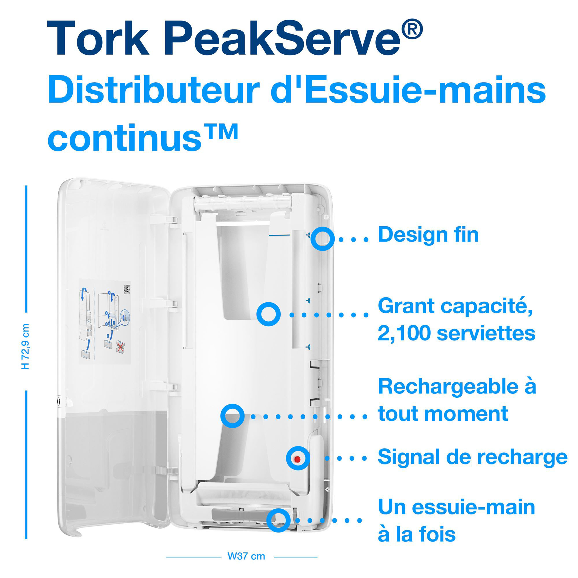 Диспенсер для полотенец, с непрерывной подачей PeakServe, Elevation, (H5), бел. Tork - фото 3