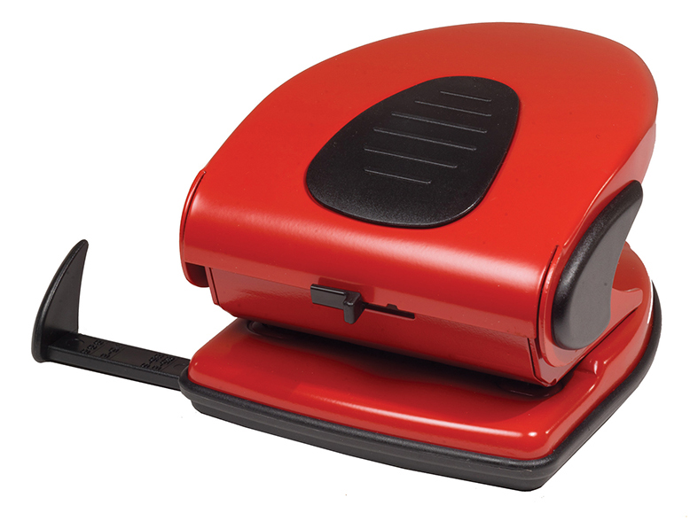 Дырокол на 2 отверстия, до 30 листов (4314), металлический, красн. Scholz - фото 1