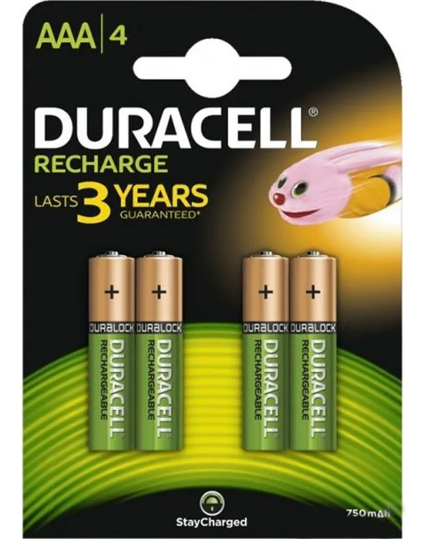 Аккумулятор ААА (HR03), ёмкость 750 мАч., 4шт./уп. Duracell - фото 1