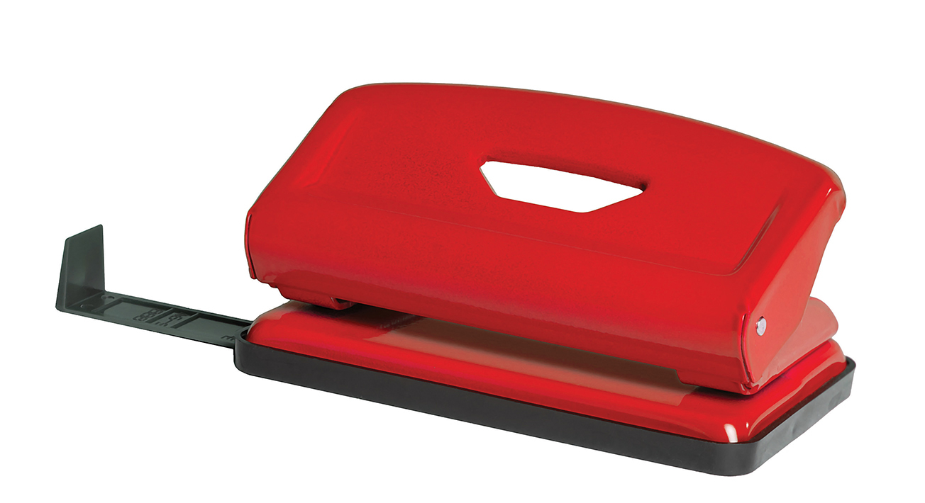 Діркопробивач на 2 отвори, до 12 аркушів (4316), металевий, черв. Scholz - фото 1