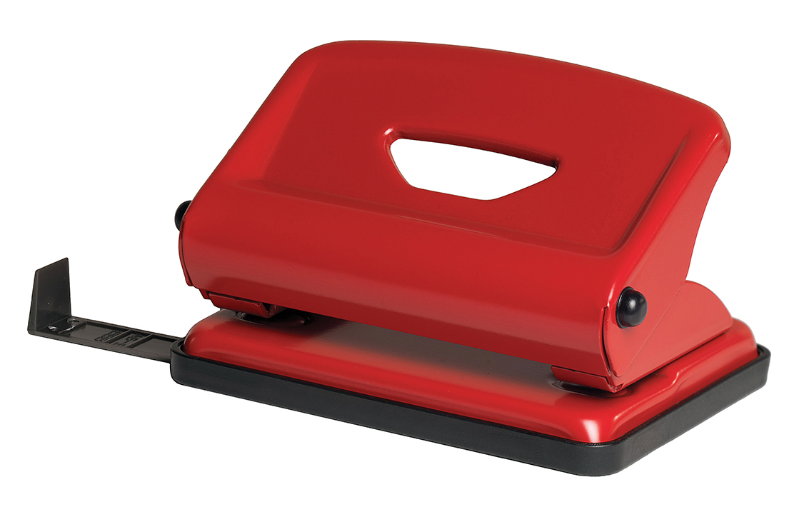 Дырокол на 2 отверстия, до 16 листов (4317), металлический, красн. Scholz - фото 1