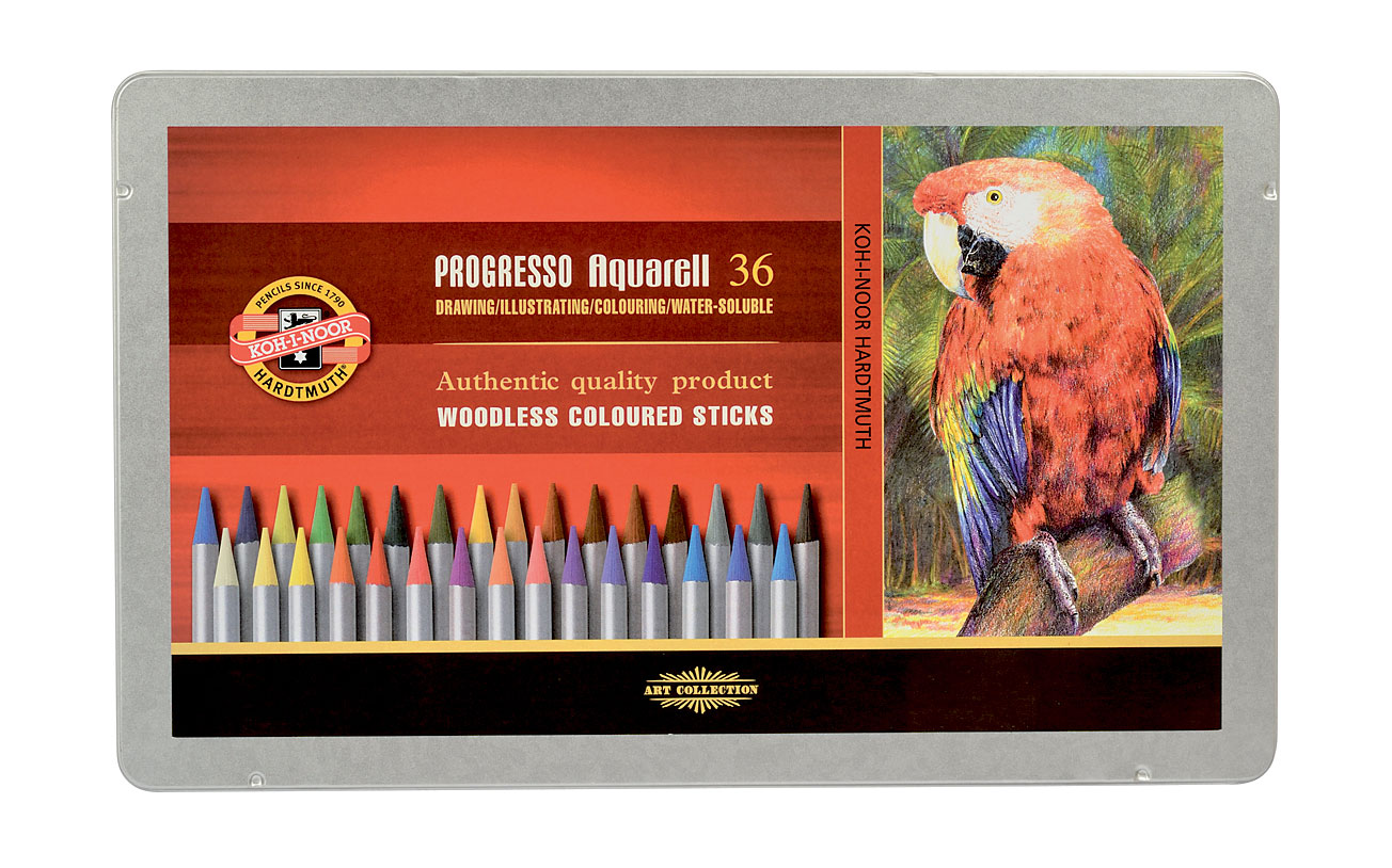Олівці акварельні бездеревні, 36кол., Progresso 8785, метал/коробка Koh-i-noor - фото 2