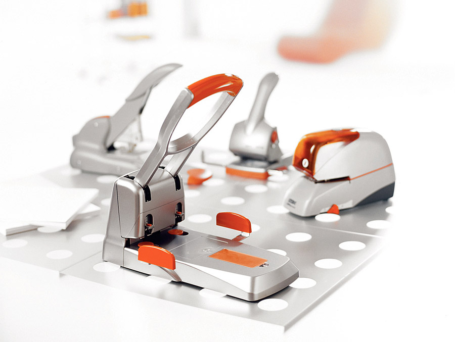 Дырокол большой, на 2 отверстия, до 150 листов Fashion HDC150/2, металлический, серебр.-оранж. Rapid - фото 2