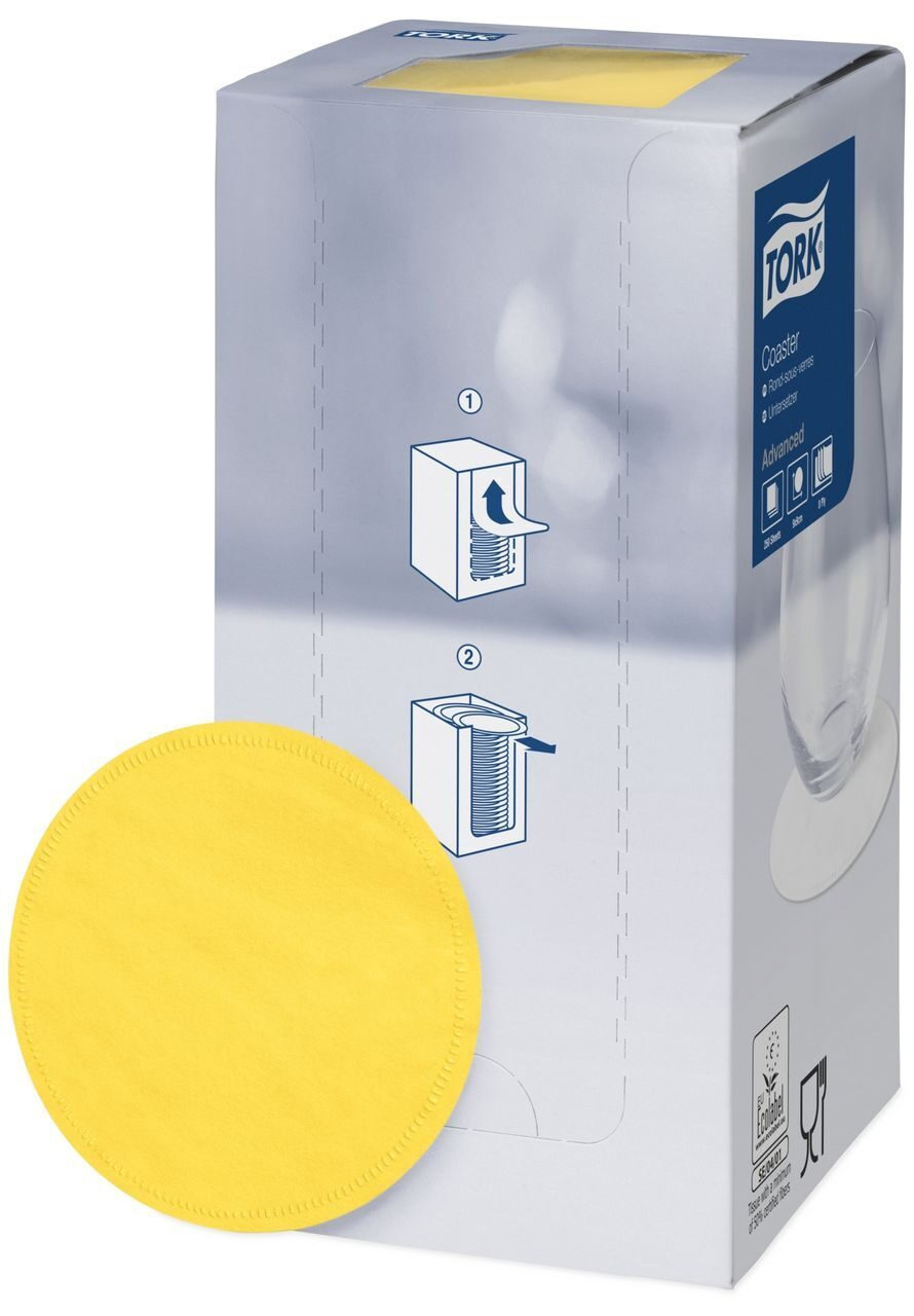 Коастер Advanced, d=90мм, 8-сл., 250шт./уп., рівний край, жовт. Tork - фото 2