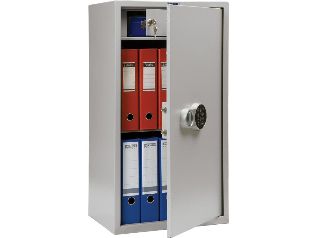 Шафа бухгалтерська на 1 полицю+відділення з замком, (870*460*340) металева з електронним замком Практик - фото 1
