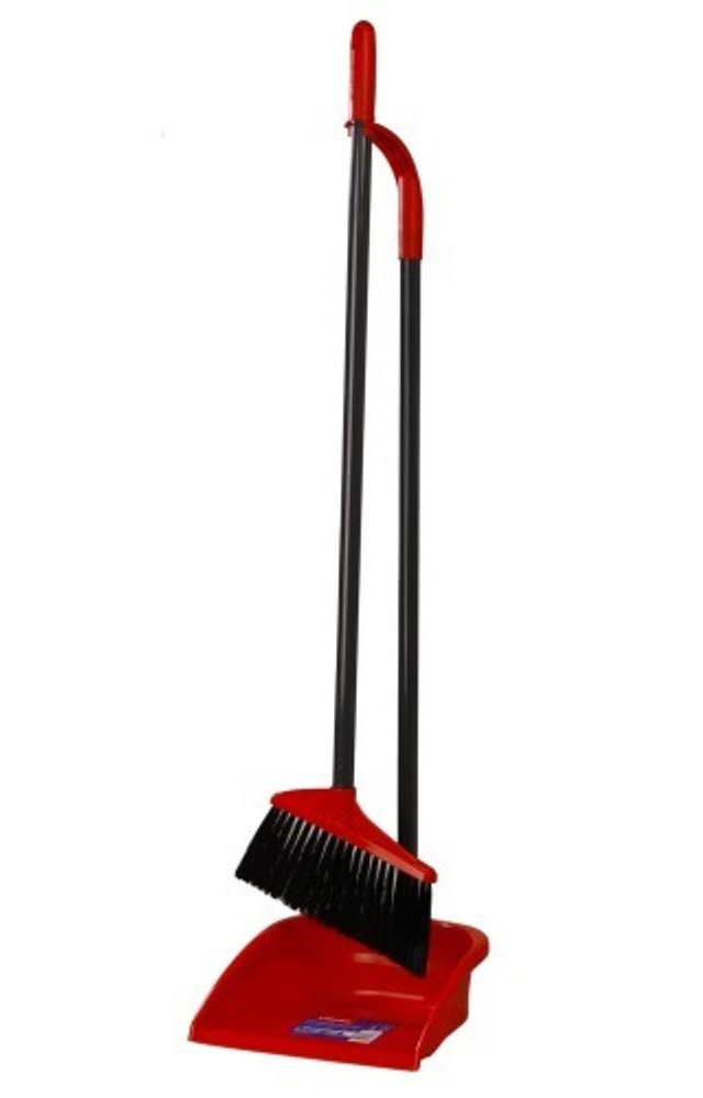 Набор для уборки помещений: щетка с длинной ручкой и совком, красн. (137415) Vileda - фото 1