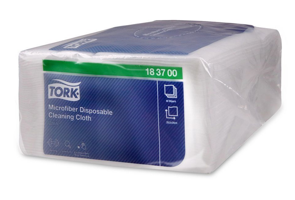 Серветка мікрофібра 29,5*34см., 40шт./уп., одноразові, біл. Tork - фото 1